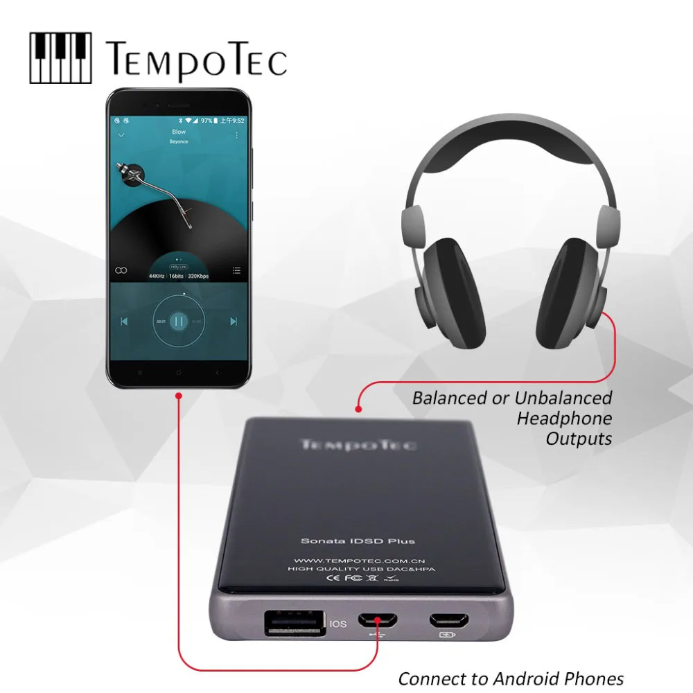 Усилитель для наушников TempoTec Sonata iDSD Plus поддержка WIN MacOSX Android и iOS баланс телефона DSD