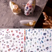 new arrived 3d nail stickers decals colorful flowers blue bird design adhesive stickers nail art decoration z0362