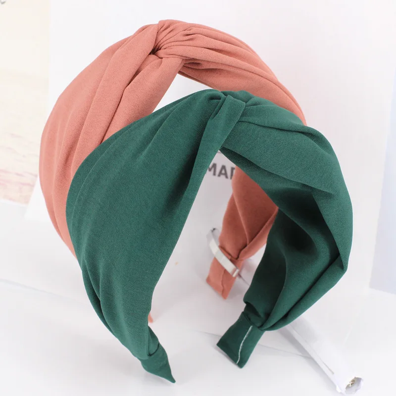 

Fashion Wide Ladies Knot Headbands for Girls Simple Solid Cloth Hairbands Hair Hoop Adult Hair Accessories Headbands for Women