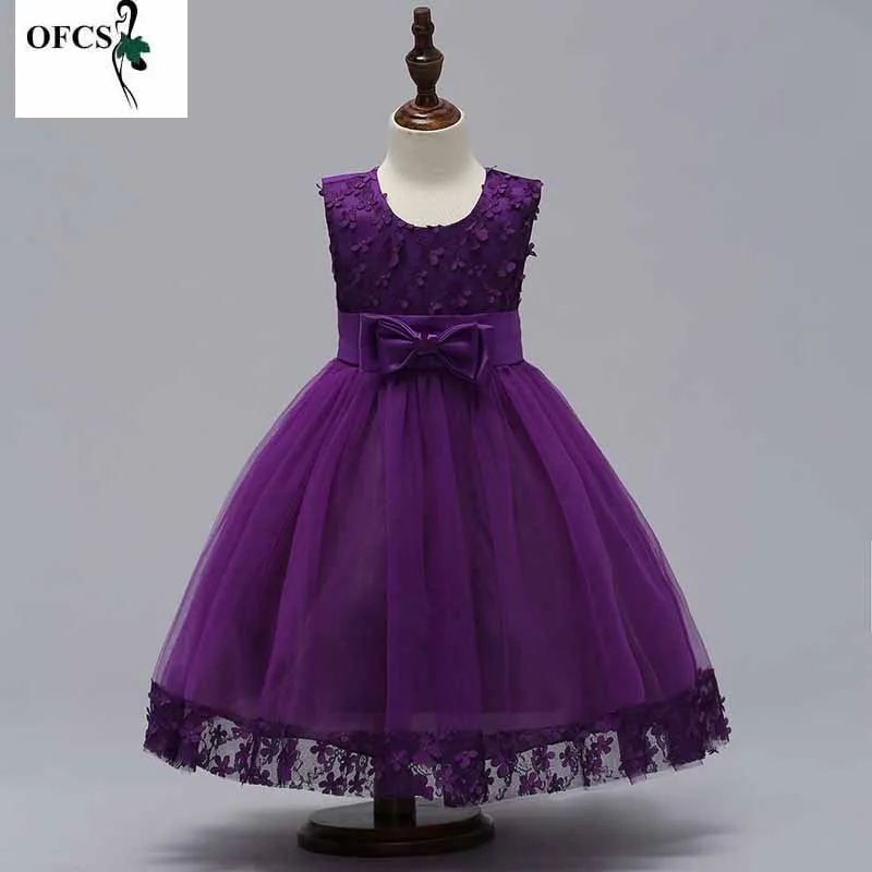 

Girls Dress Lace Bowknot Sleeveless Dress Party Wedding Flower Girl Dresses Fashion Mesh Show Kids Clothing Children Clothes 10Y
