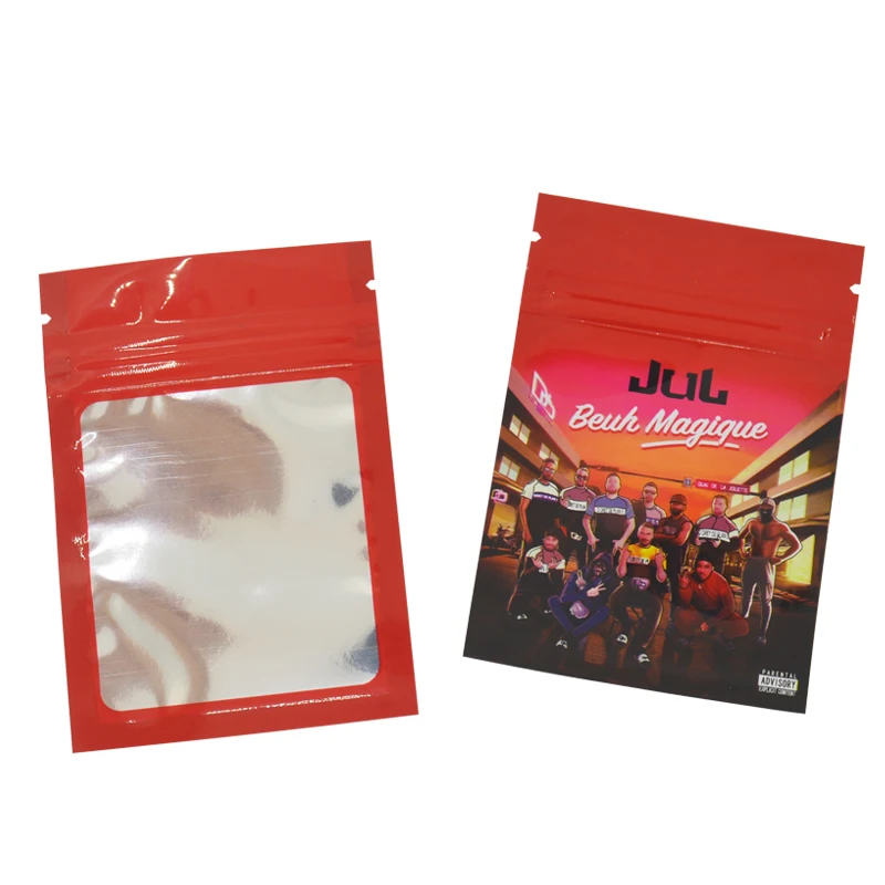 

7x10cm 3.5g 1oz Clear window Zip Lock Bag For C B D Gummy Candy Bear Flavor Flower Dry Tobacco Retail Pouch Printed Bags