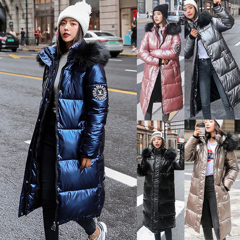 Женские пальто из искусственного меха зима 2019 Длинные парки для женщин плотное