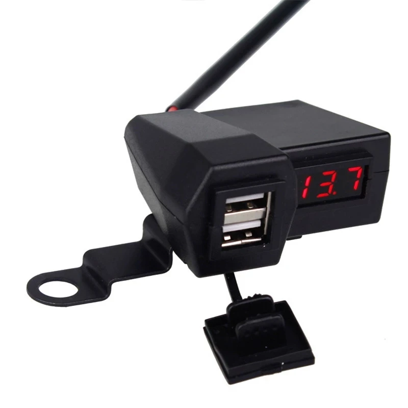 

3.1A Мотоцикл аксессуары для автомобильного зарядного устройства Dual USB Автомобильное зарядное устройство прикуривателя вольтметр Дисплей В...