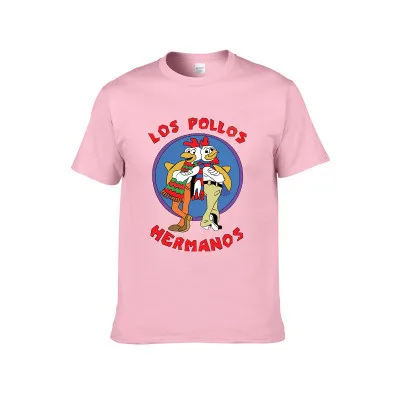 WMHYYFD Мужская Новая модная рубашка с отверстиями LOS POLLOS футболка с надписью Hermanos Chick Brothers футболка с коротким рукавом Топ - Цвет: Pink