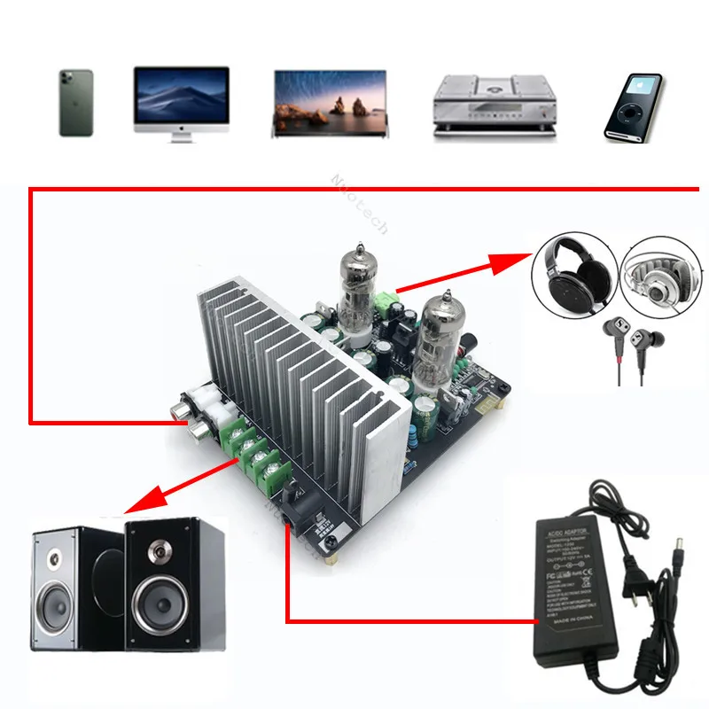 

Nuotech Bluetooth 5.0 Tube Amplifier 5654 Tube Headphone Amplifier Finished Board