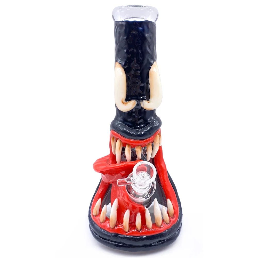 

35cm Horror Bizarre Look Single Hookah Fear Glass Tube Glass Oil Collector Shisha Smoking Pipe Blunt Dab Rig Bowl Set Hookah