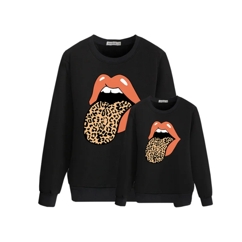 

New Family Matching Tops Clothes Spring Mother Daughter Cartoon Print Sweatshirt 2021 Mommy And Me Long Sleeve Sweatshirts