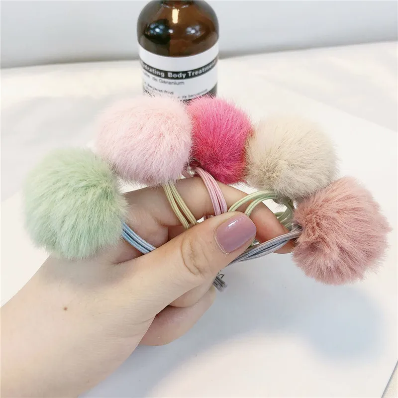 5 шт./компл. милое многослойное резинки для волос милый помпон женщина девочек