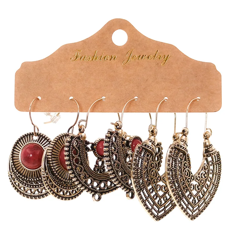 

Vintage Boho Big Round Earrings For Women Brincos Geometry Tassel Dangle Earring Set 2020 Fashion Ethnic Earrings Jewelry Gift