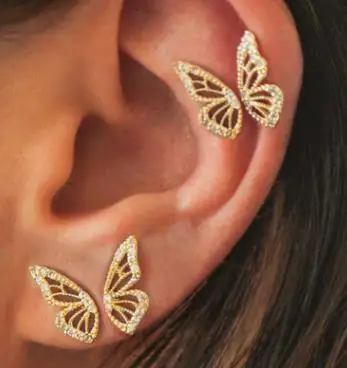 Женские серьги гвоздики из металлического сплава модные геометрические бабочки