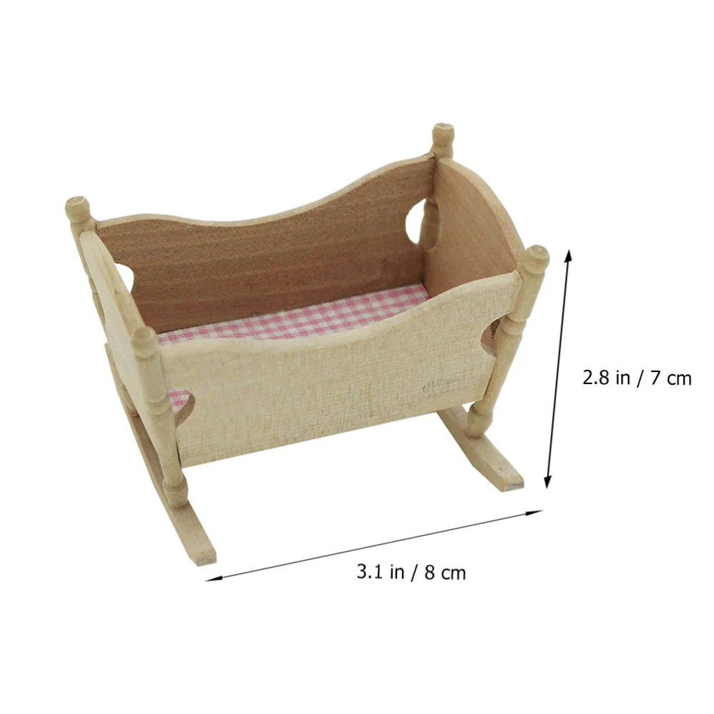 

1 Pc Mini House Cradle Model Mini Wooden Cradle Furniture Miniature Kids