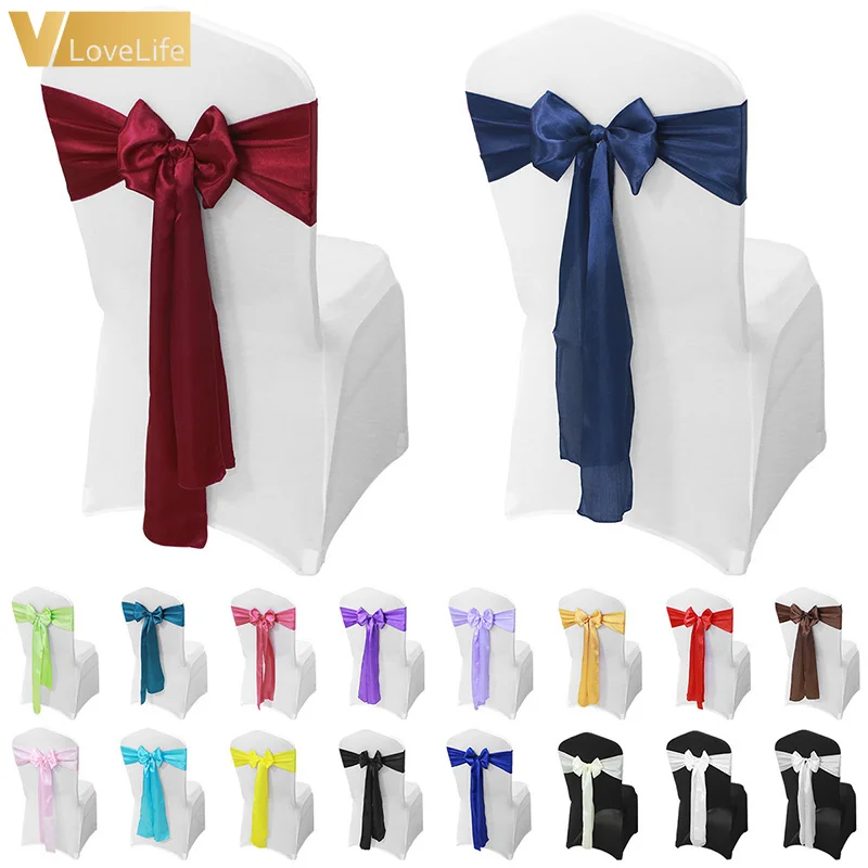 50/100 шт. атласная лента на стул оптовая продажа ленты для свадебных стульев бант