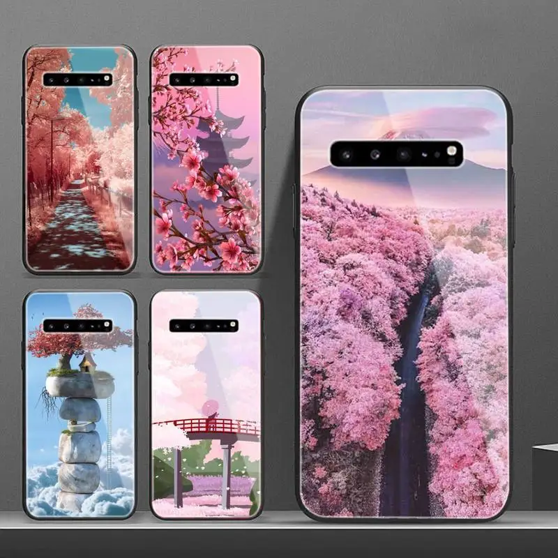 

0 Cherry Blossoms Phone Case Tempered Glass For Samsung S6 7 8 9 10 20 Plus Ultra Note8 9 10 10pro