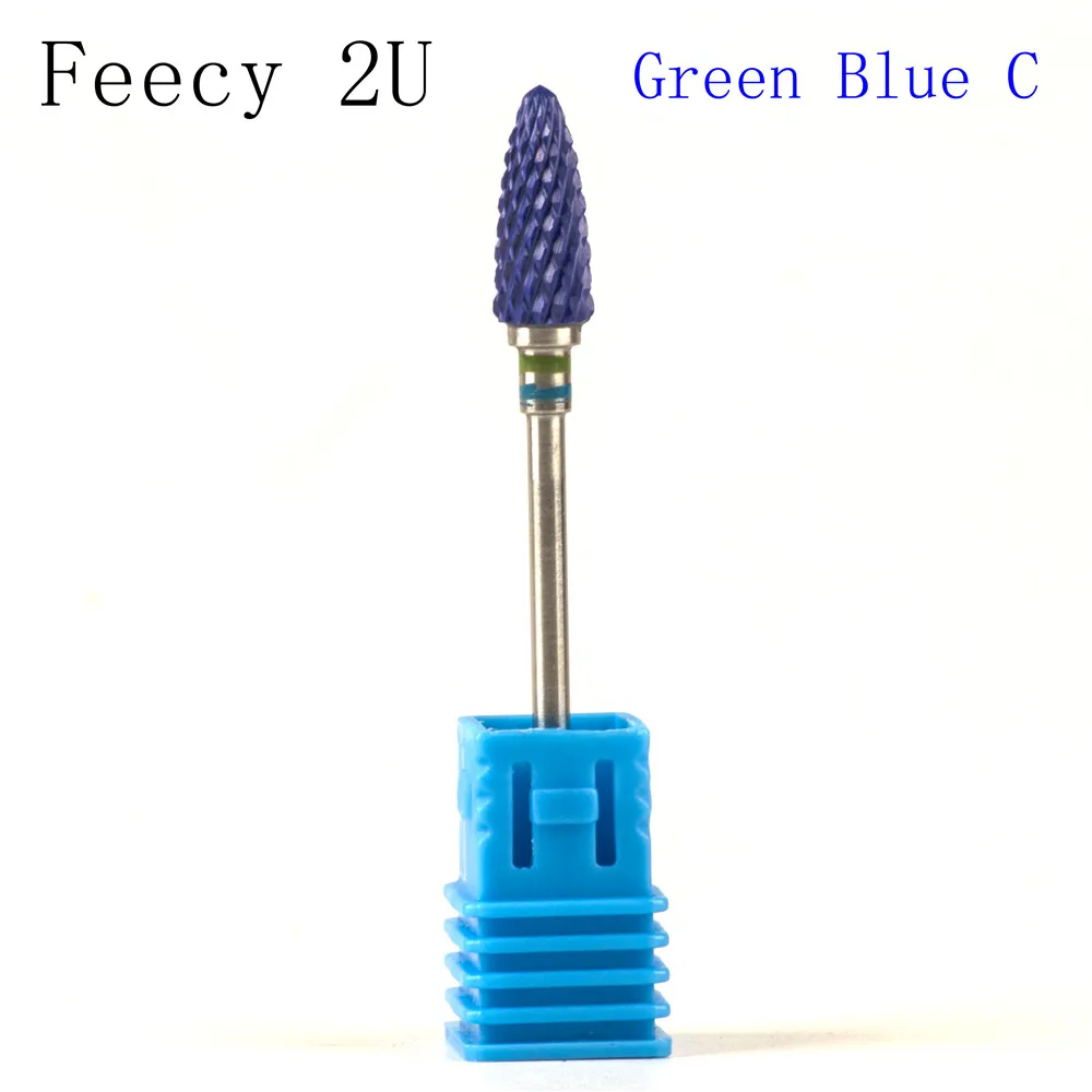 Feecy 2U GreenBlue C Фрезерный резак для маникюрных инструментов, красочный керамический сверло для ногтей, Электрический вращающийся инструмент для педикюра, маникюрный станок, аксессуары - Цвет: Feecy 2U GreenBlue C