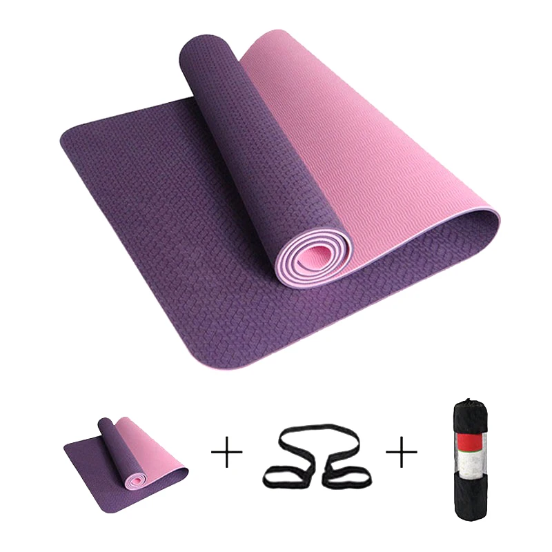 

6mm Yoga Mat 183*61cm No-slip TPE Sports Gym Mat Fitness Esterilla Pilates Gymnastics Camping Colchonete Pad With Bag Bandage