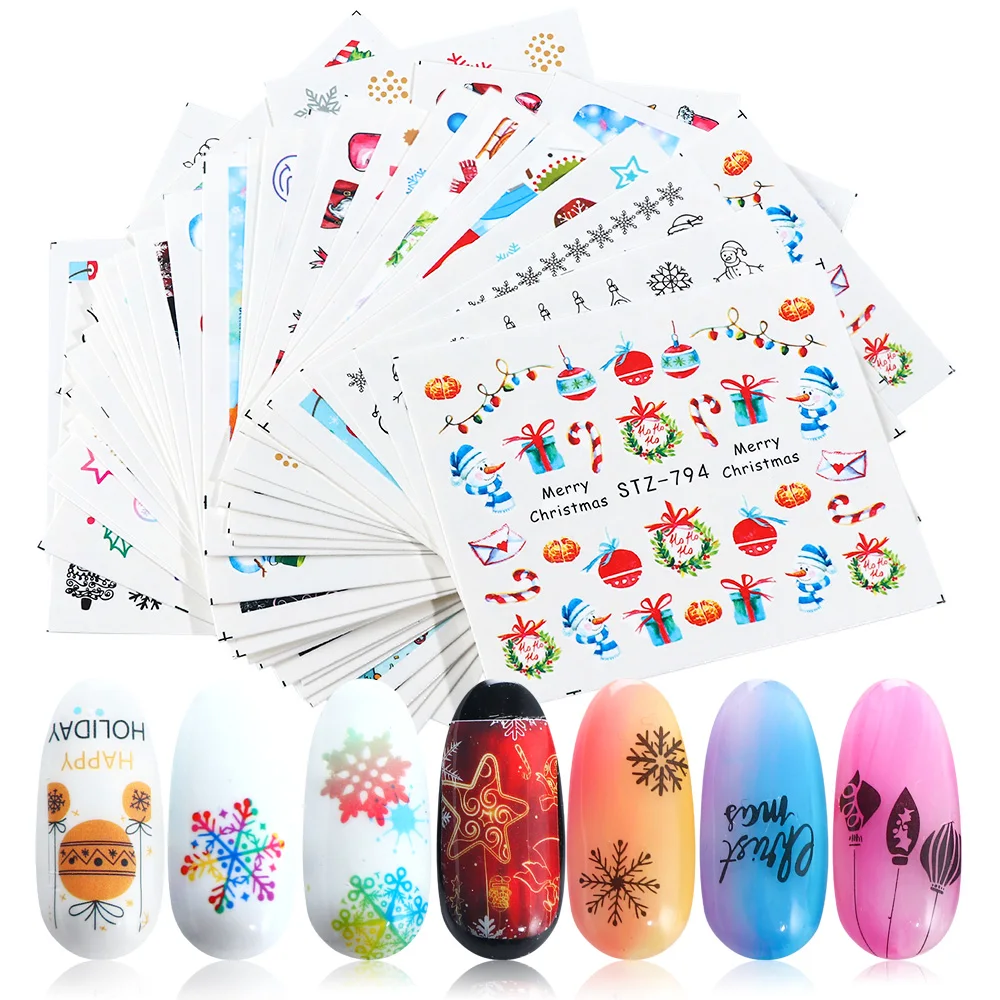 

30pcs/Set Christmas Nail Art Stickers Snowflakes Star Winter Nail Designs Water Decals Decorations Manicure Sliders TRSTZ779-808