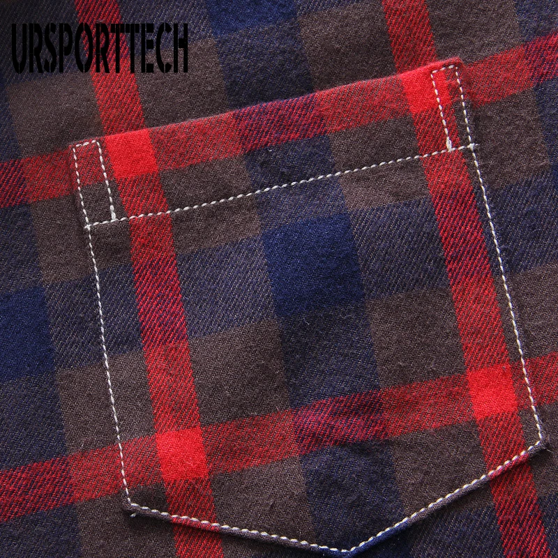 Мужская хлопковая рубашка в клетку повседневная приталенная с длинными рукавами