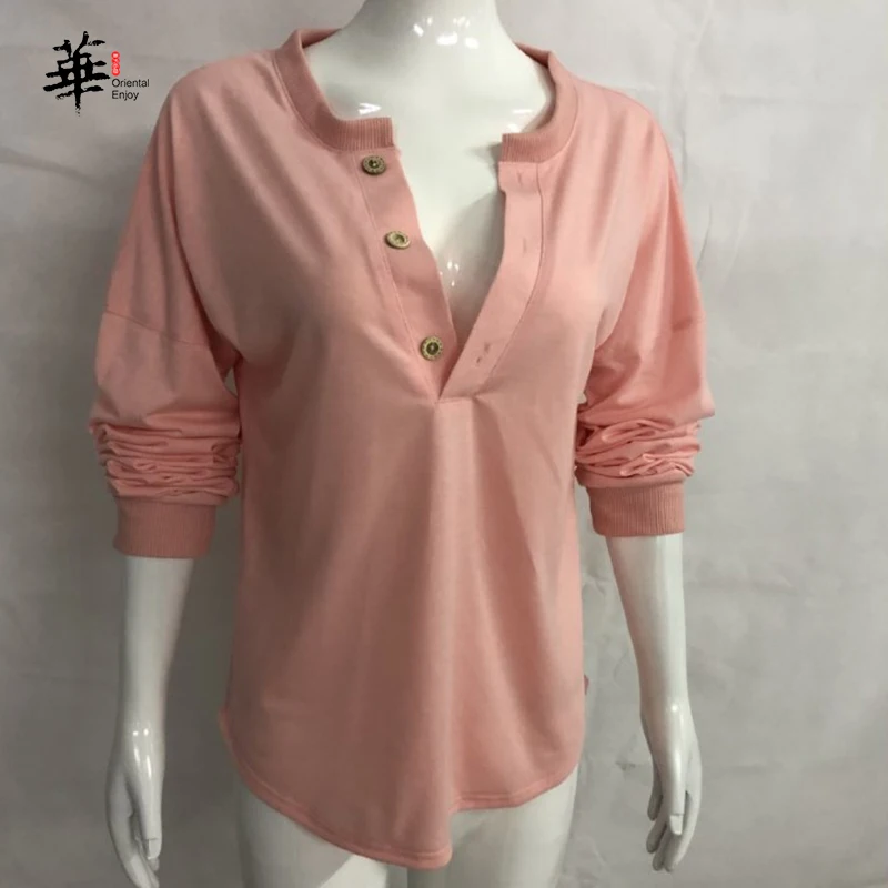 

Cotton T Shirt Women Blouse Plus Size Woman Shirts Casual Solid Loose V Neck Womens Clothing Tops