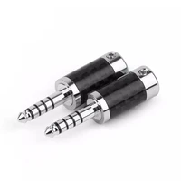 carbon fiber earphone plug 4 4mm connector rhodium plated 4 4 mm 5 poles for headset audio jack 6 2mm wire metal adapter black