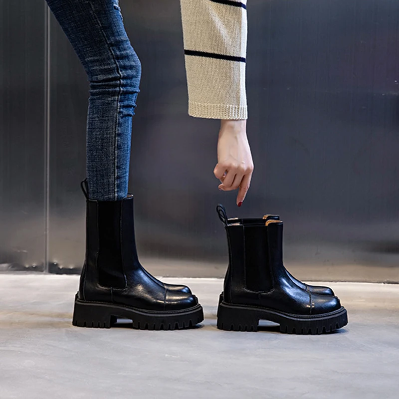 

Platform Shoes Women's Chelsea Boots Woman 2020 Leather Boots Women Shoes Woman Booties Bottine Femme Boot Female Chaussures New