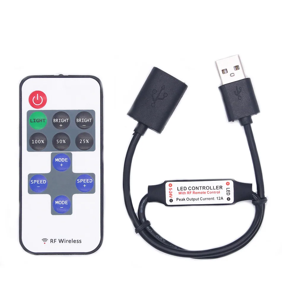Светодиодная лента с диммером 5 В 11KEY Dimer Control RF Remote 11Key LED контроллер USB 2835 5050 для