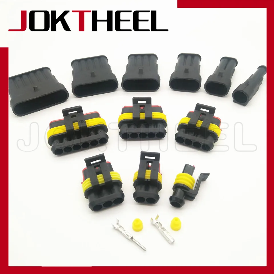 Набор 5 штук разъемов для автомобилей: 1P 2P 3P 4P 6Pin TE Tyco AMP Superseal мужской женский водонепроницаемый разъем для автомобиля с ксеноновой лампой электрической проводки.