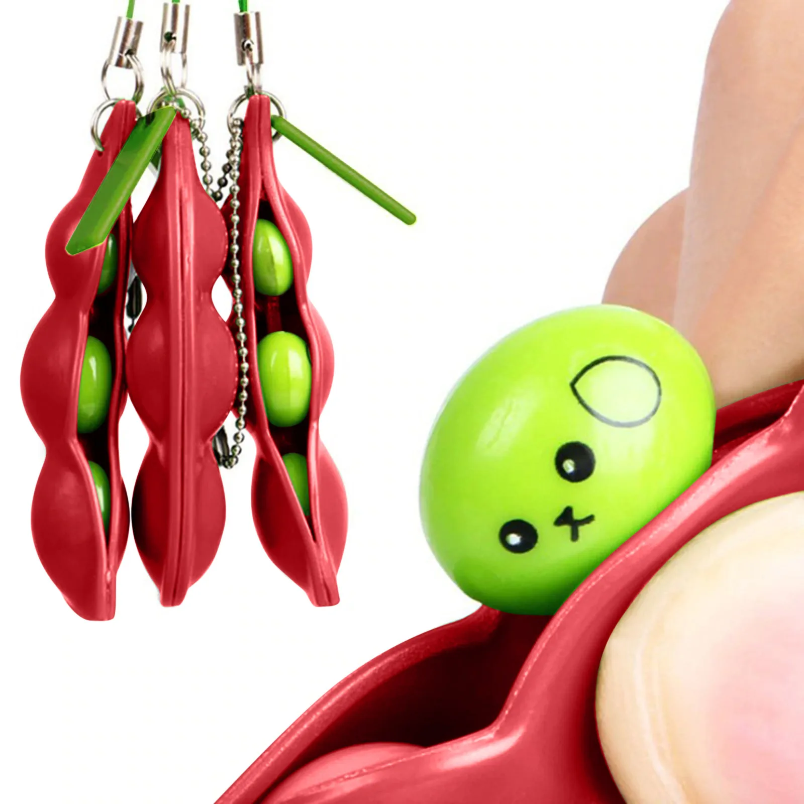 

Fidget Toys Decompression Edamame Toys Antistress Squeeze Peas Keychain Simple Dimple Stress Reliever For Kids Adult Gift