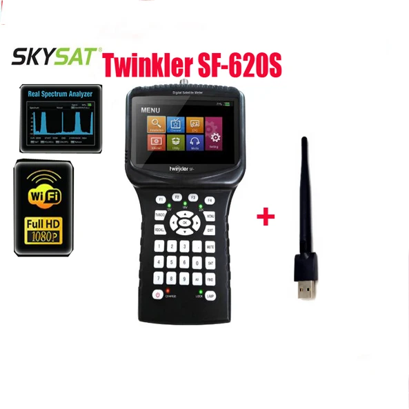 Twinkler skysat SF 620S DVB S2 спутниковый Finder с 4 3 'Экран спектральный анализатор Wi Fi CCTV