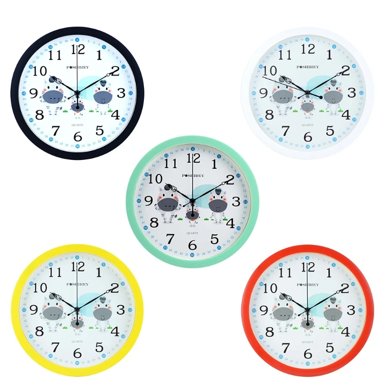 

Mute Wall Clock Simple Style Creative Cartoon Milk Cow Pattern Clock Nursery Home Living Room Children's Room Decoration