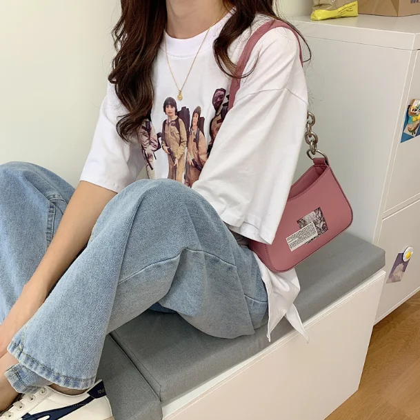 

Fashion women's bag GRAFFITI small zipper girl messenger shoulder bag sweet chain baguette female vintage cute bag klii82