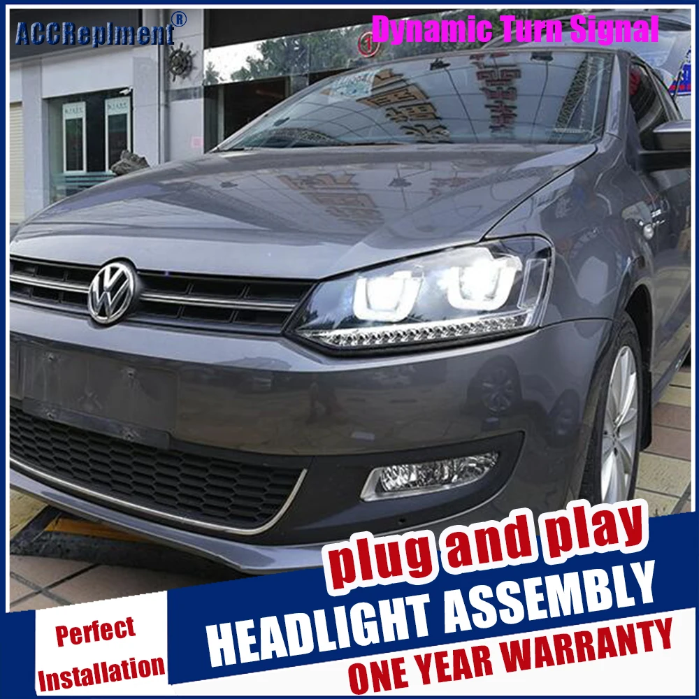 Фары с динамическим поворотным сигналом автостайлинг для VW Polo фары в сборе 2011 2018