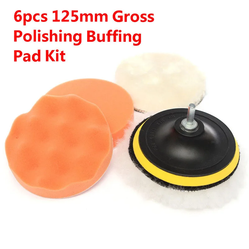 

New 6Pcs 125mm Gross Polishing Buffing Pad Kit For Car Polishing With Drill M10 Adapter 5inch Polisher Pads Buffing Pad