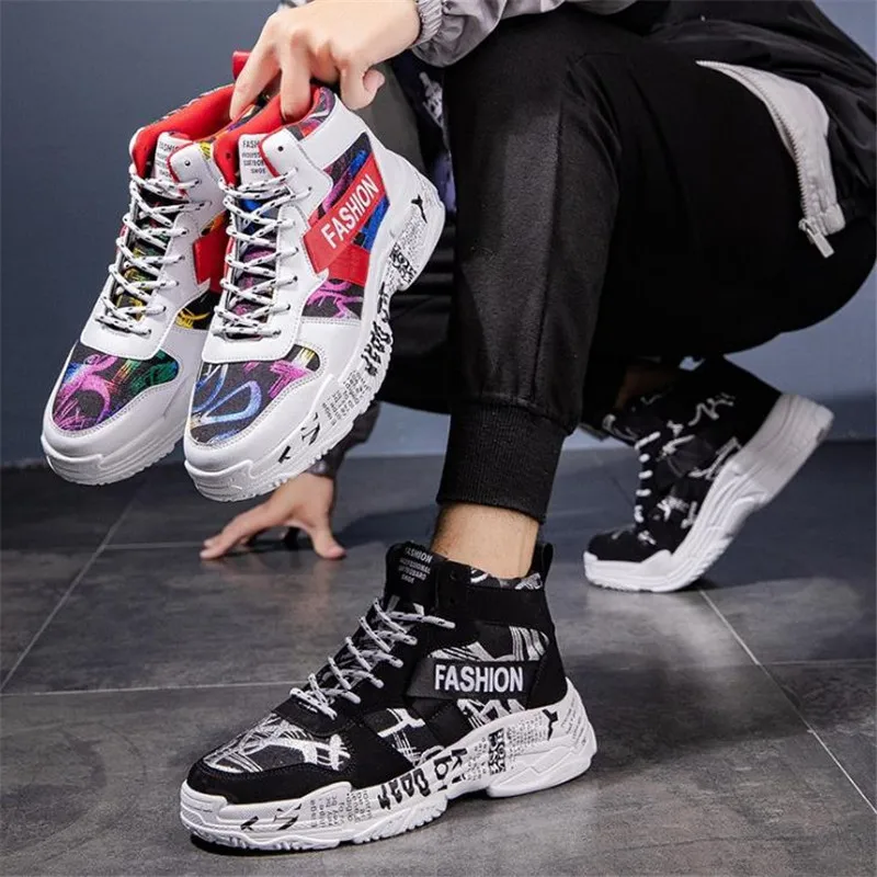 

BZBFSKY Graffiti Women Sneakers Casual Shoes New Unisex Comfortable Breathable Lover Shoes Size35-44 Women Shoes Chaussure Homme