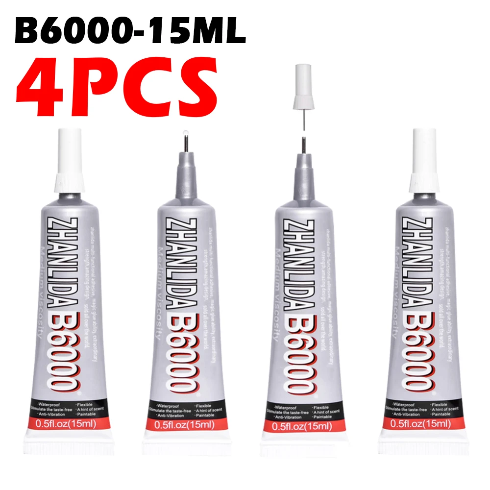 4Pcs 15ml Liquid Glue B-6000 Rubber Wood Metal Paper B6000 Super Clear Epoxy Resin Adhesive Jewelry Strong Fabric Plastic School - купить по