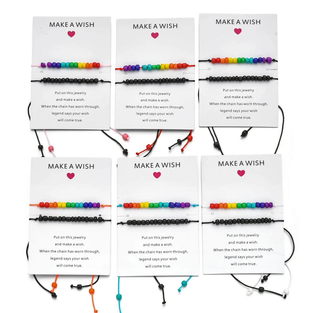 Плетеный браслет красочный бусины в виде риса простой Регулируемый для пар