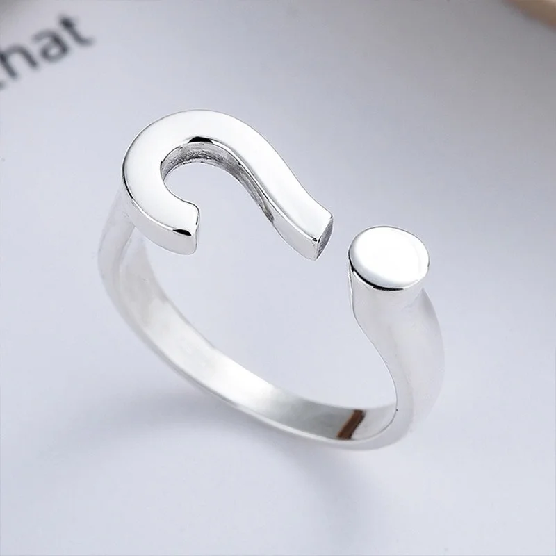 

Women Ring Question Mark Rings Men Lovers Charms Joint Couples Party Fashion Kpop Jewellery Metal Trendy Silver Color Anillos