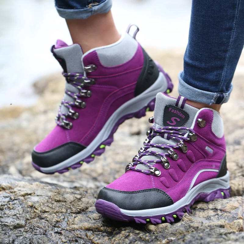 Men Women Hiking Trekking Boots High Top Tactical Hunting Climbing Shoes Waterproof Outdoor Sports Nubuck Plush |