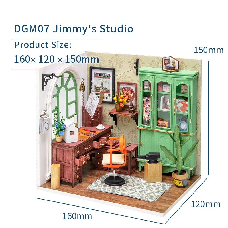 Robotime Rolife DIY деревянный кукольный домик Миниатюрный DGM07 Jimmy's Studio | Игрушки и хобби