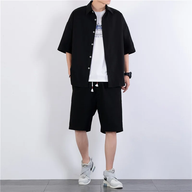 

The New Men's Two Piece Fashion Casual Shirt And Shorts