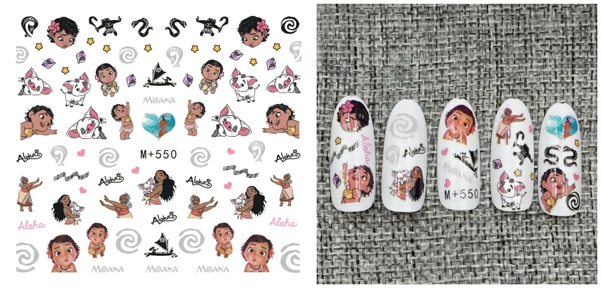 Стикеры для дизайна ногтей Disney наклейки с изображением Моаны принцессы Микки и