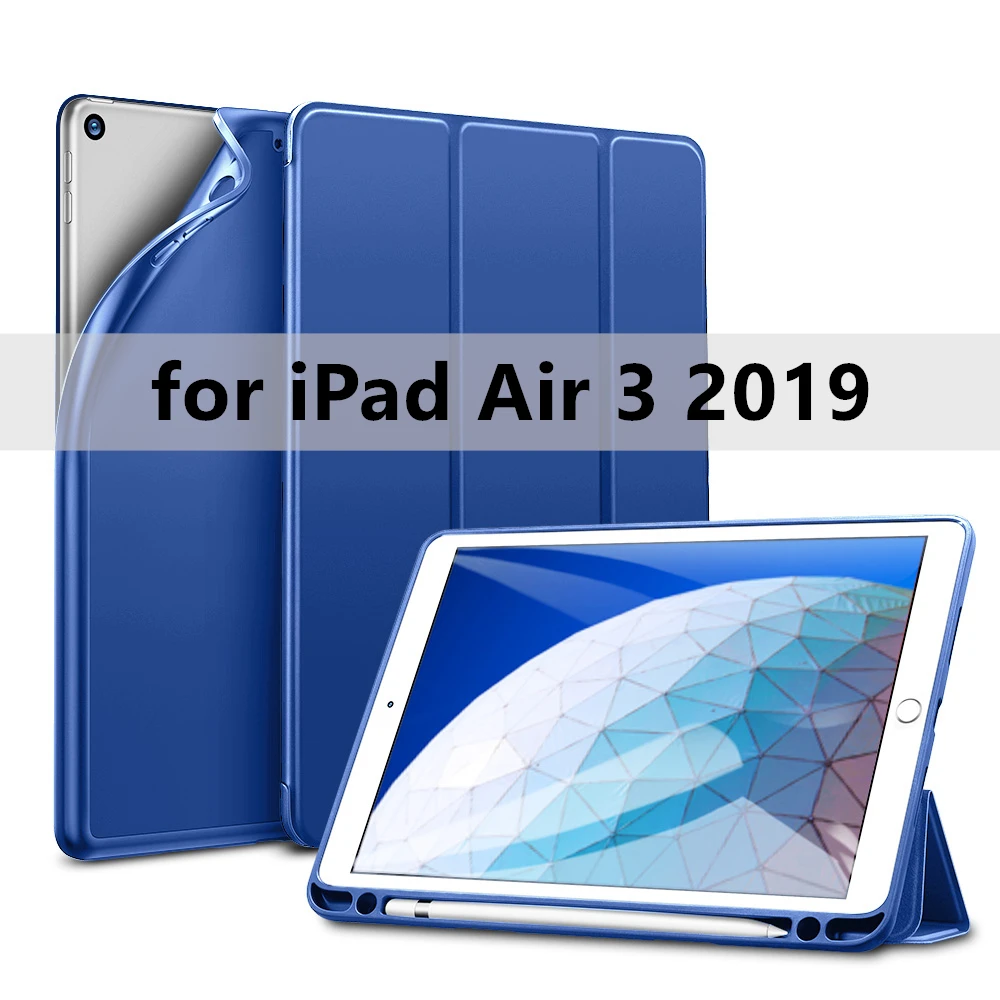 ESR чехол для iPad Air 3 Mini 5 7 Folio крышка отделения для резинового масла ультра тонкий смарт карандаш слот Мягкий ТПУ чехол для iPad 7 7 10,2 - Цвет: Blue for ipad Air3