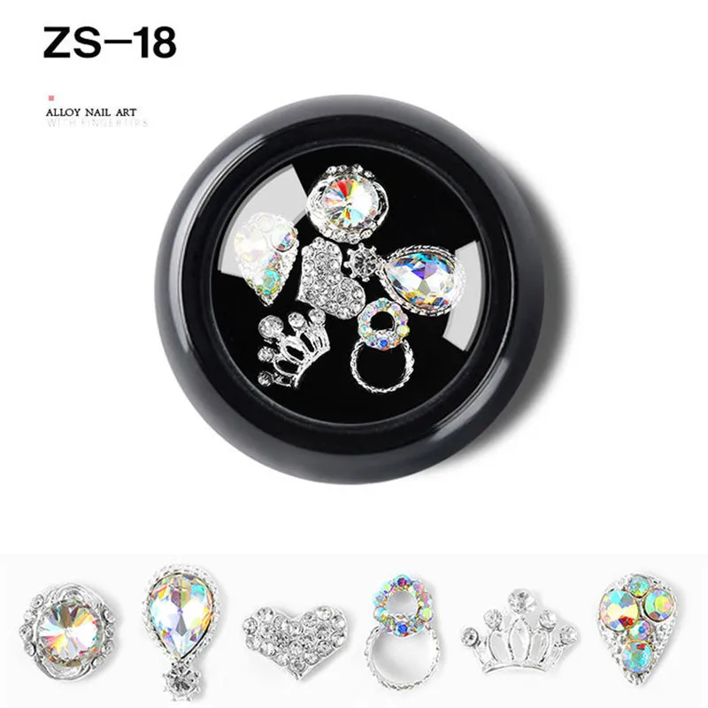 ZS-18 Новинка, 1 коробка, в форме капли воды/банта, цветные стразы для дизайна ногтей, сплав, стеклянные камни, сделай сам, для маникюра, драгоценные камни, аксессуары для ногтей - Цвет: ZS-18