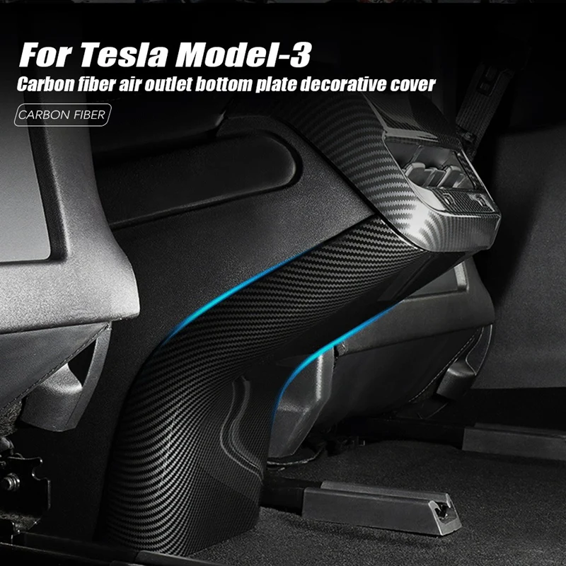 

for Tesla Model 3 2019 2020 2021 Carbon Fiber Style ABS Rear Armrest Box Anti Kick Cover Trim