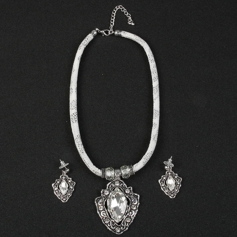 Роскошные Винтажные Ювелирные наборы с кристаллами для женщин набор из ожерелья