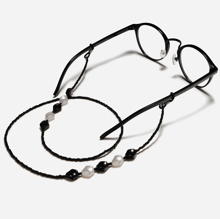 

Bohemia Black White Geometric Bead Chain Cords Reading Glasses Chain Fashion Women Sunglasses Accessories Lanyard Hold Straps