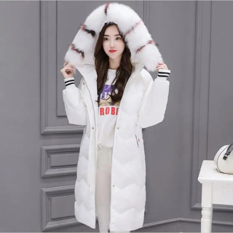 2019 Big Fur Down Coat Women New High Quality Duck Down Jacket Long Hooded Thick Parka Female