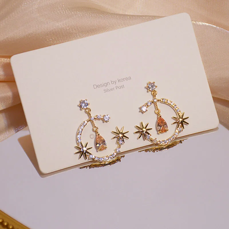

Trendy Fine Shiny Stars Moon Earrings for Women Designer Creativity Luxury Jewelry Inlaid High Quality AAA Zircon S925 Needle