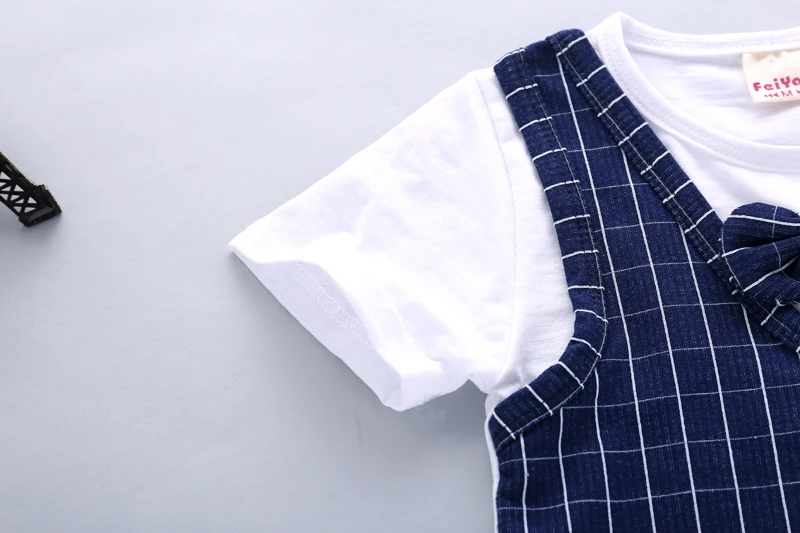 Летняя хлопковая одежда для маленьких мальчиков 2 шт./компл. комплект детской