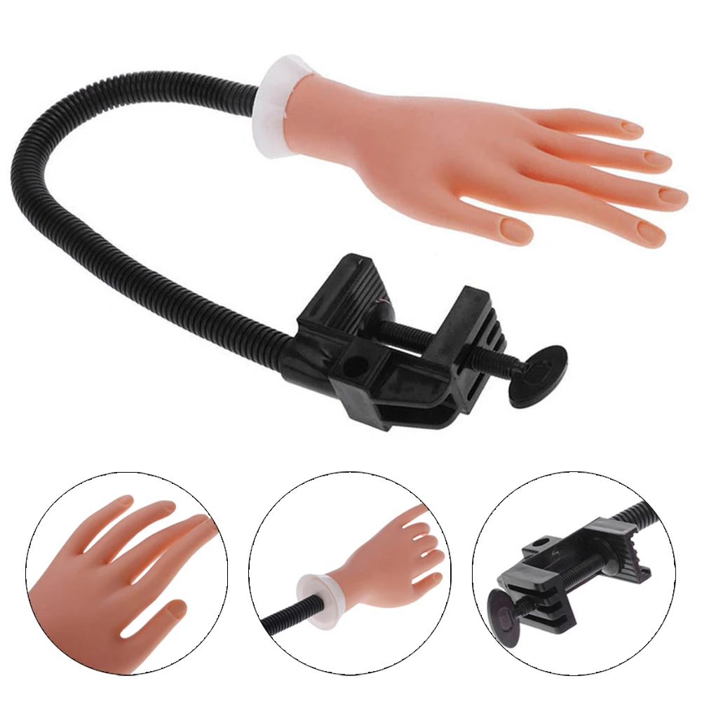 

Fake Hand Model PVC Bendable Soft Training Reusable Professional Salon Manicure Display Prosthetic Nail Art Practice Clip On