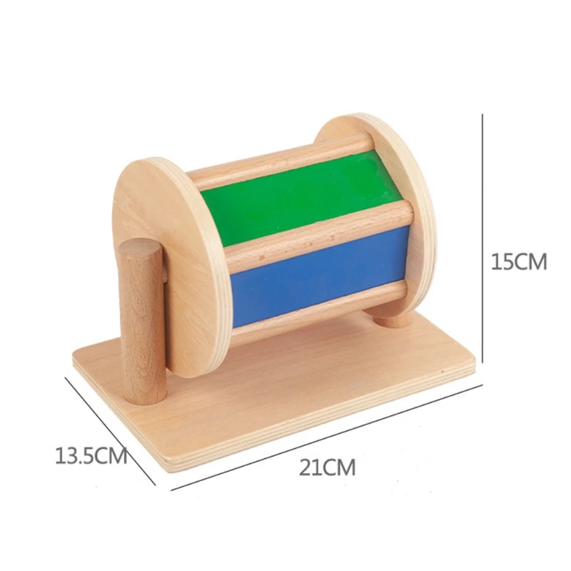 

Wooden Textile Drum Montessori Mirros Spinning Drum - Wooden Baby Toy- Baby Developmental Toodler
